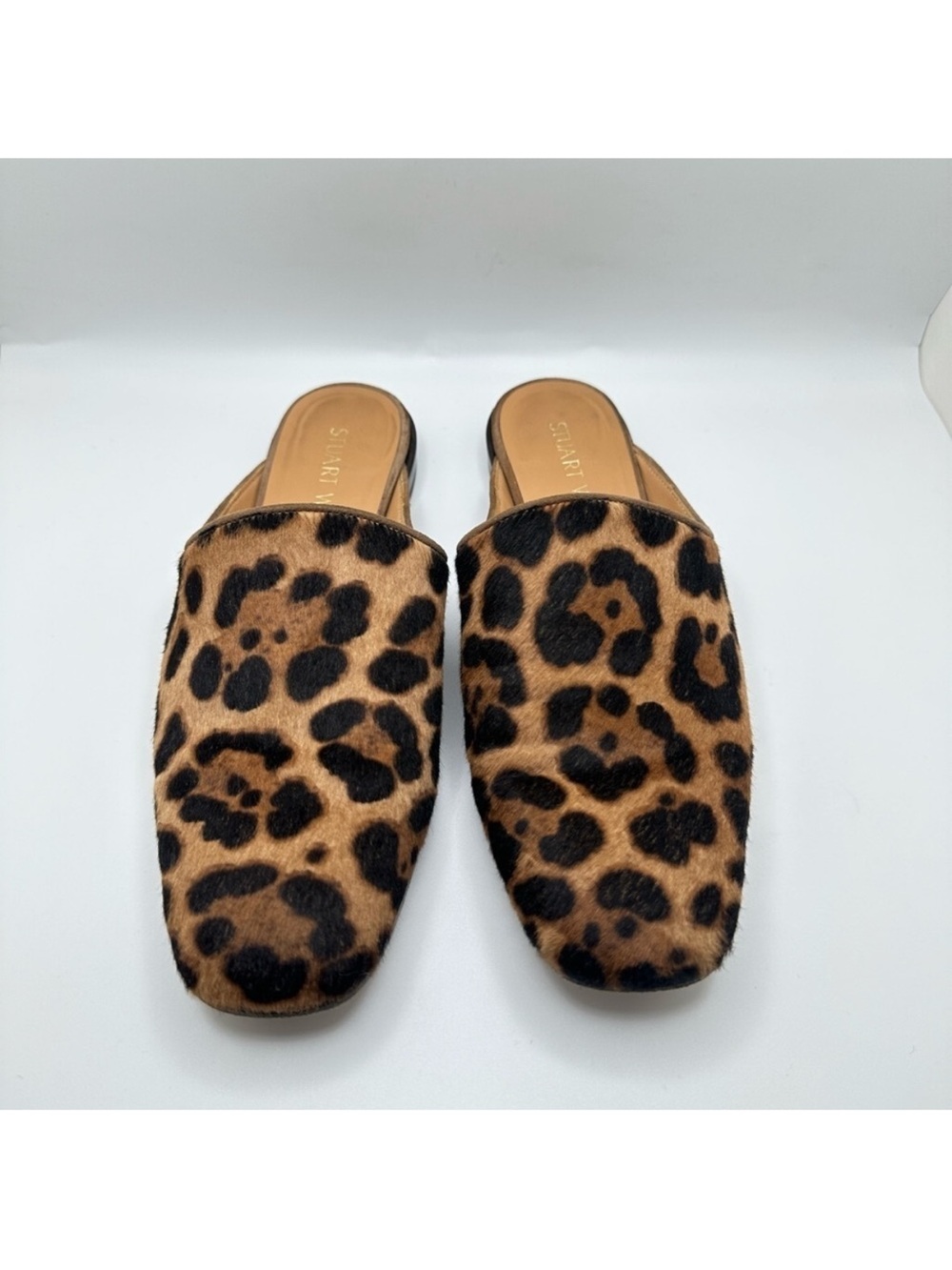 Stuart Weitzman Leopard Print Slip-On Mules - Tan/Black